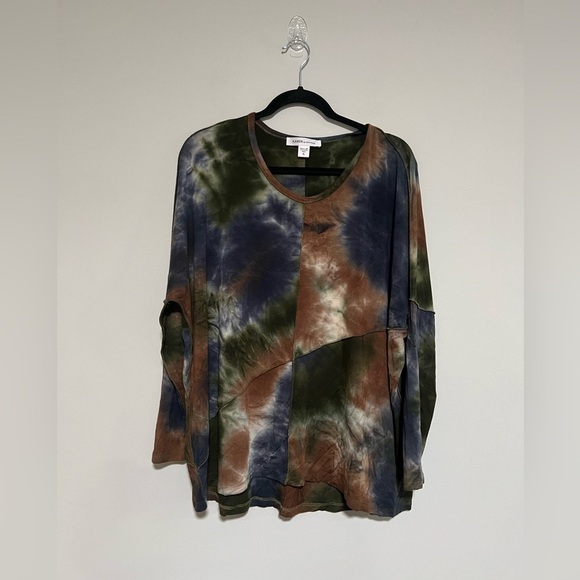 Karen Kane Long Sleeve Tie Dye Dolman Tunic Top Size XL Grunge Whimsigoth - Picture 1 of 9